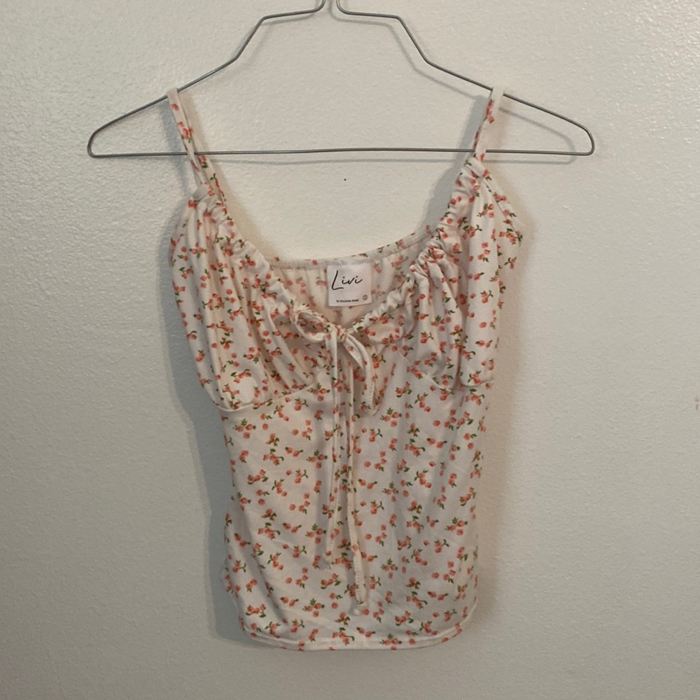 Pink and white floral tank top